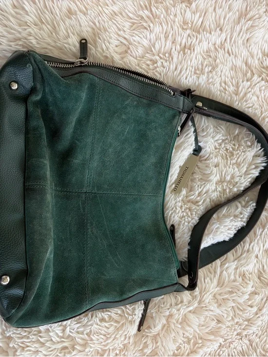 Tignanello Forest Green Suede Shoulder Bag - Picture 4 of 7